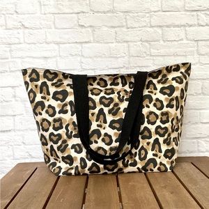 Handmade Foldable Travel/Market Tote - Leopard/Black